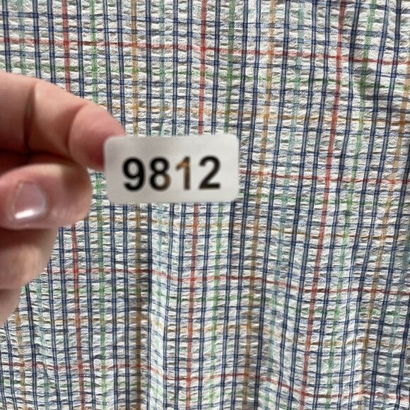 True Flies Shirt Adult Medium White Check Seersucker Button Up Outdoor Fishing - Picture 13 of 13